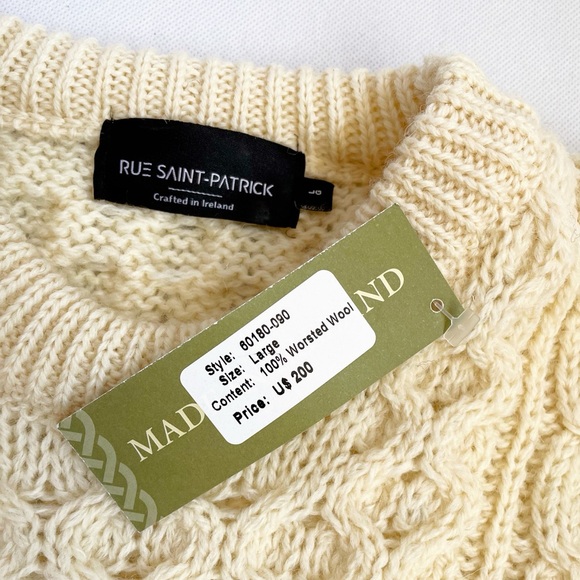 Irish Handknit Chunky Wool Fisherman Sweater Size XL Fisherman Aesthetic - Picture 9 of 9